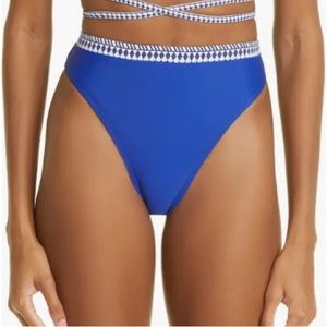 NWT Swimsuits For All Ribbed Crochet Blue High Leg Brief Bikini Swim Bottom New